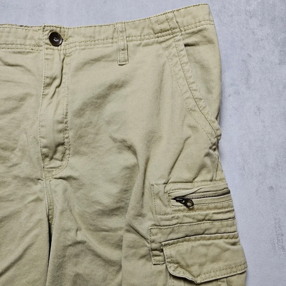 Ecko Unltd Mens Tan Khaki Cargo Shorts Size 44 Cotton Twill Multi-Pocket Utility